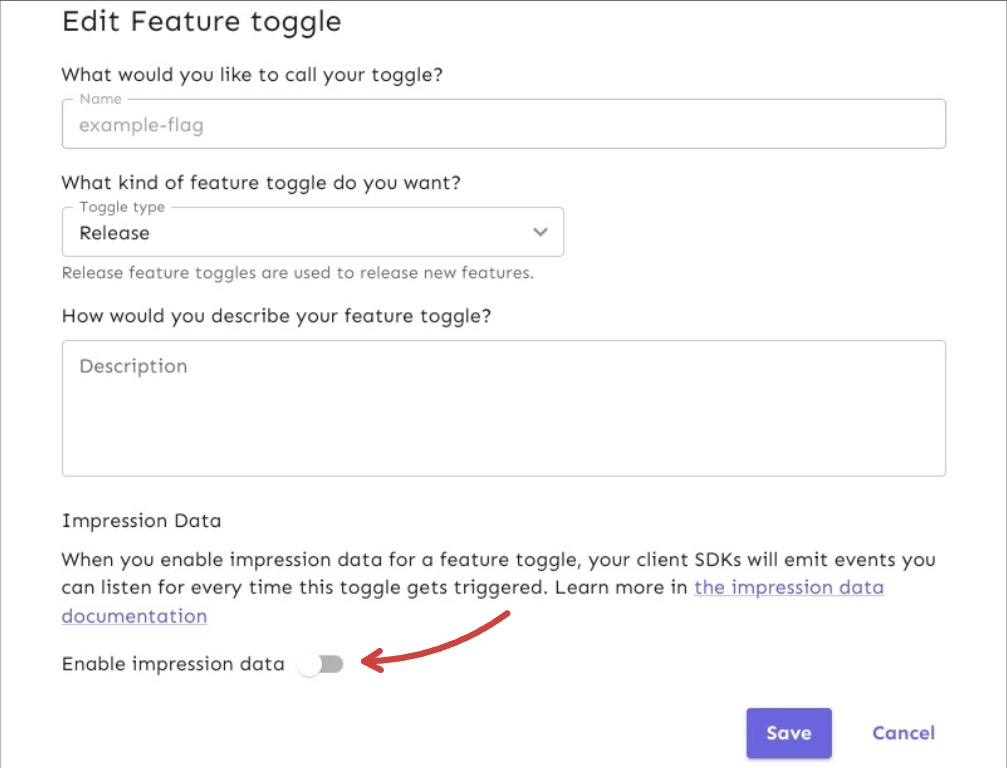 There is a flag that turns on the impression data events in your flag form.